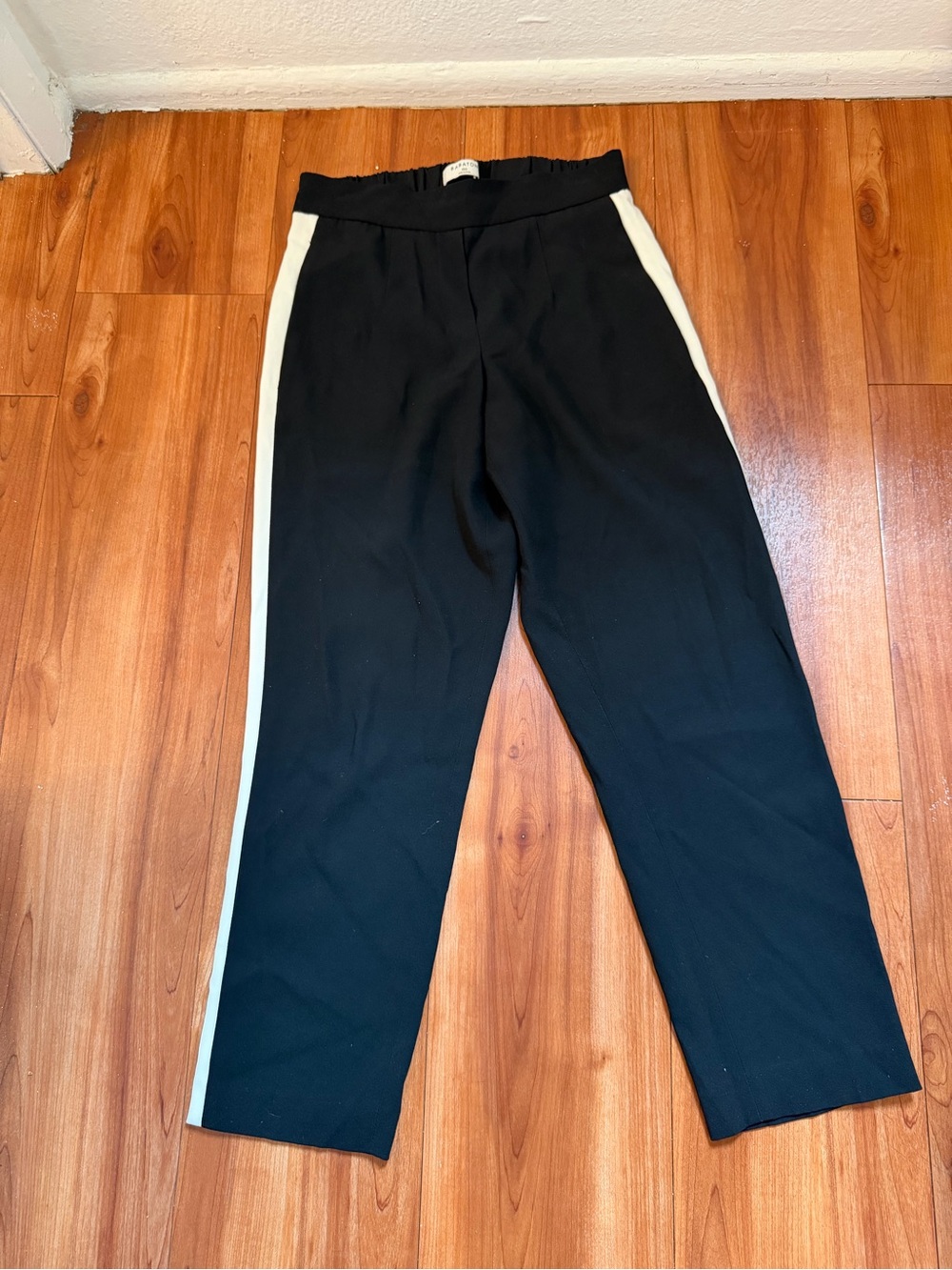 Babaton Black Pants with White Side Stripe